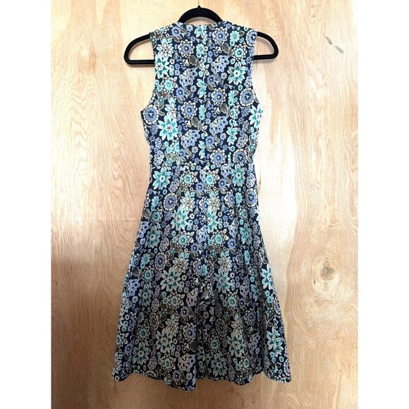 ZAC Zac Posen Pepper Jumpsuit Size 8 Blue Aqua Floral Sleeveless Made USA NWT - Picture 5 of 16